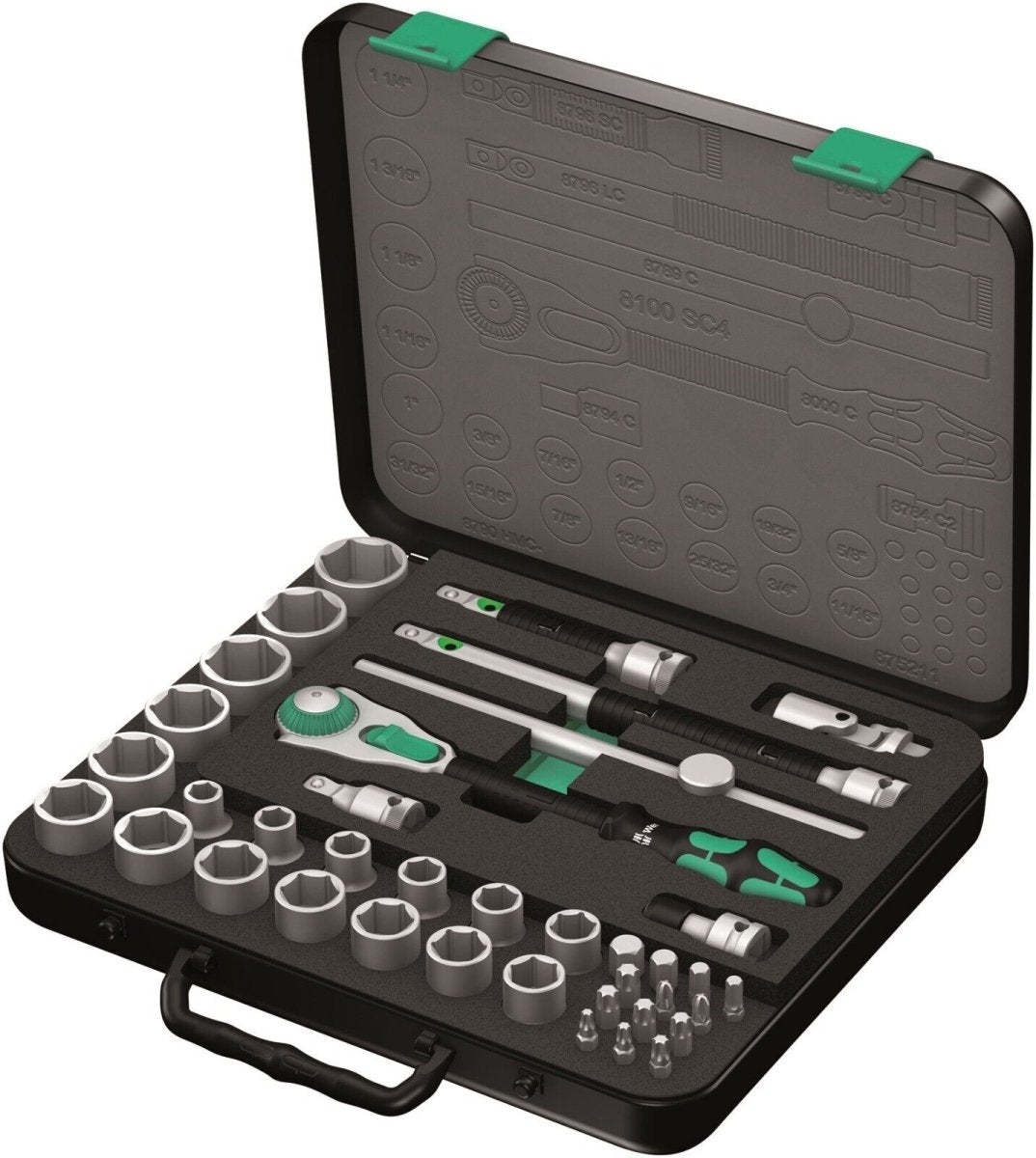 Wera 8100 SC 4 Zyklop Socket Wrench Set 1/2" Drive SAE 05003647001 - Mr. Tools