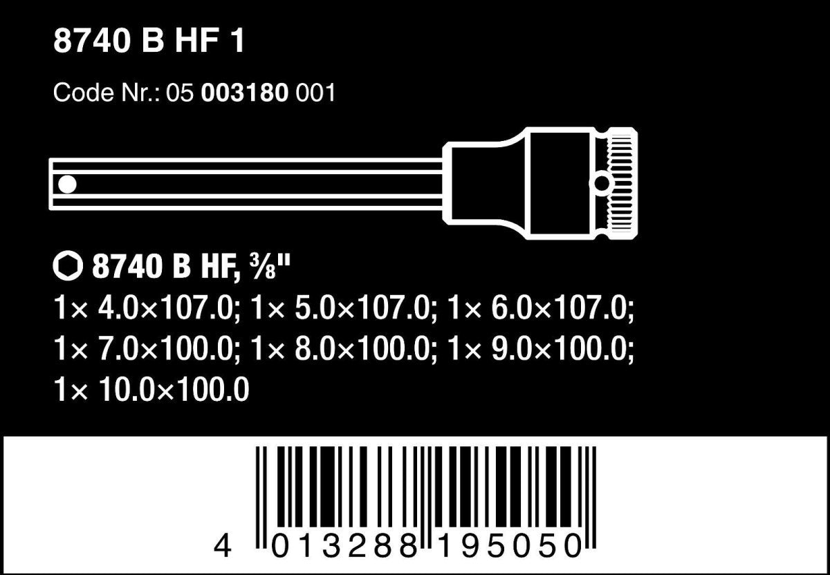 Wera 8740 B HexPlus HF 1 Zyklop Socket Set 3/8" Drive 7 Piece Metric 05003180001 - Mr. Tools