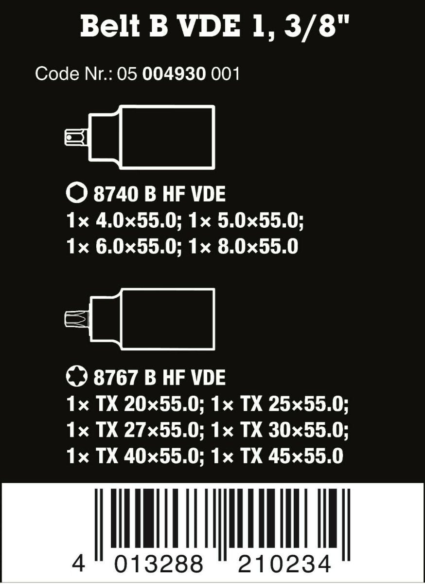 Wera 8767 B VDE HF Belt B VDE 1 Zyklop TORX® Socket Set 3/8" Drive 05004930001 - Mr. Tools