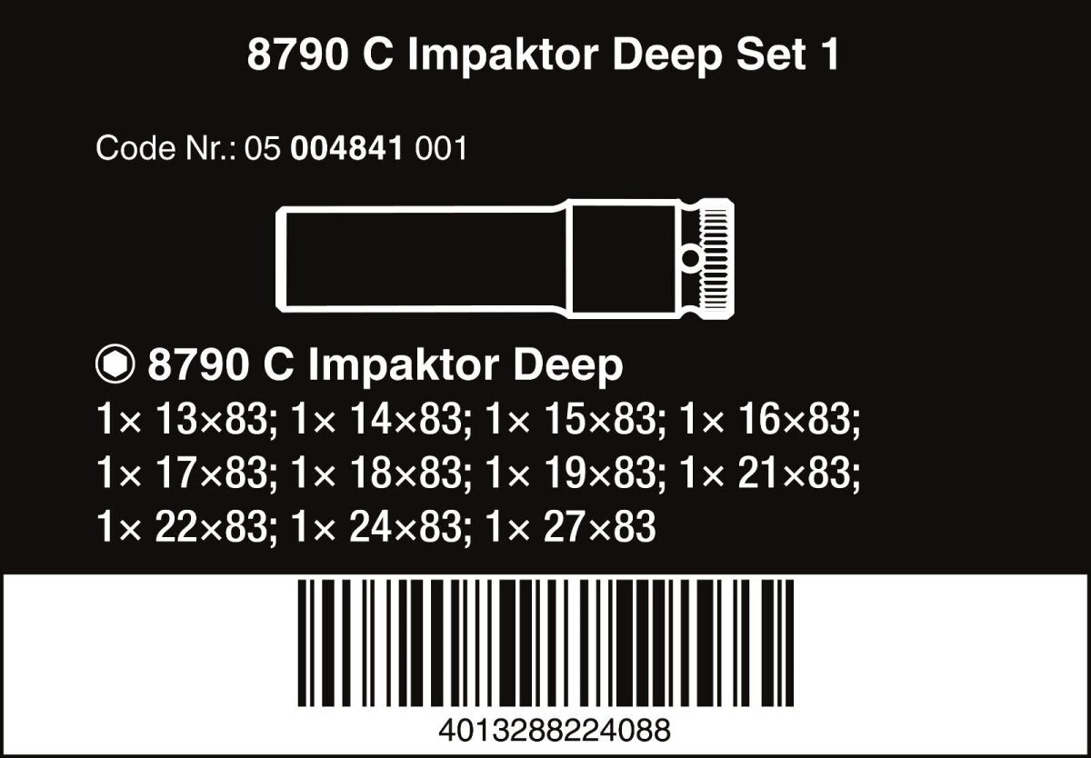 Wera 8790 C Impaktor Deep Set 1 Socket Set 1/2" Drive Metric 05004841001 - Mr. Tools