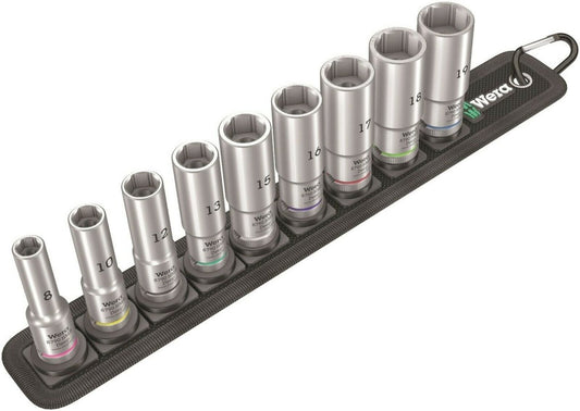 Wera 8790 HMB Belt B Deep 1 Socket Set 3/8" Drive Metric 9 Pieces 05004545001 - Mr. Tools