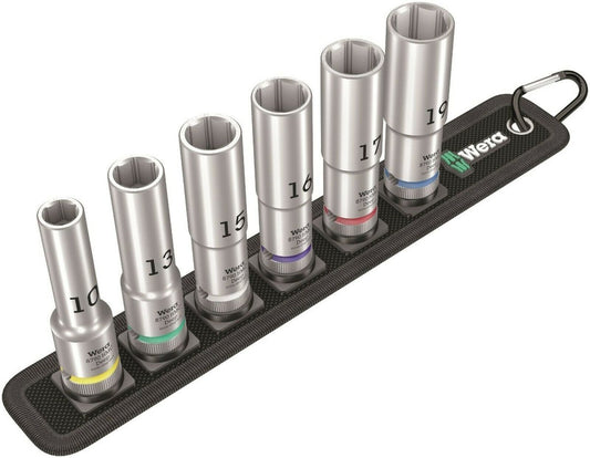 Wera 8790 HMC Belt C Deep 1 Socket Set 1/2" Drive Metric 6 Pieces 05004565001 - Mr. Tools