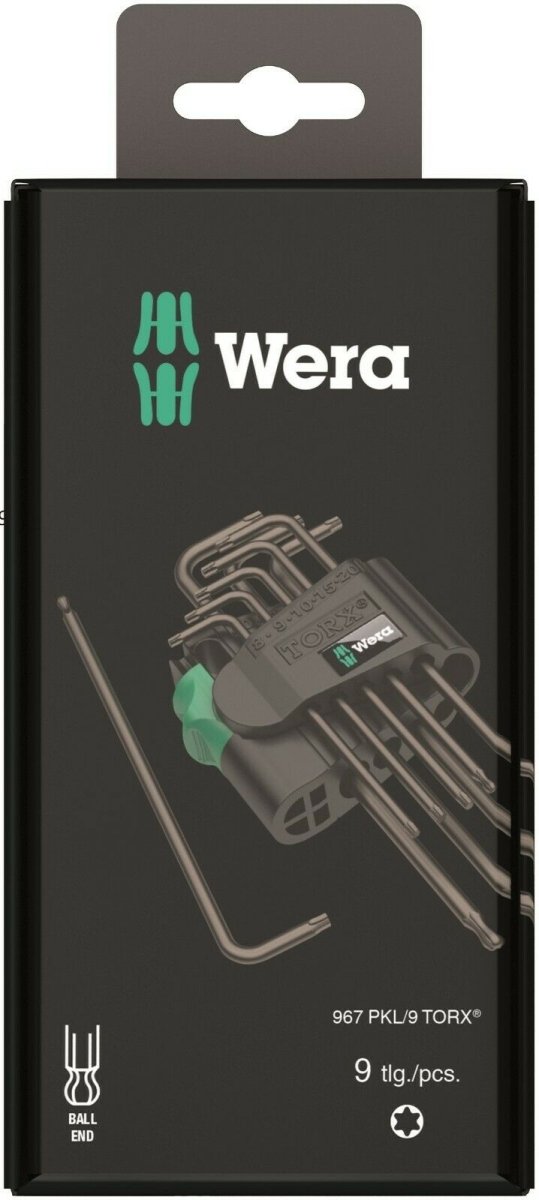 Wera 967/9 TX 1 SB TORX® L - Key Set With Ball End 9 Pieces 05073598001 - Mr. Tools