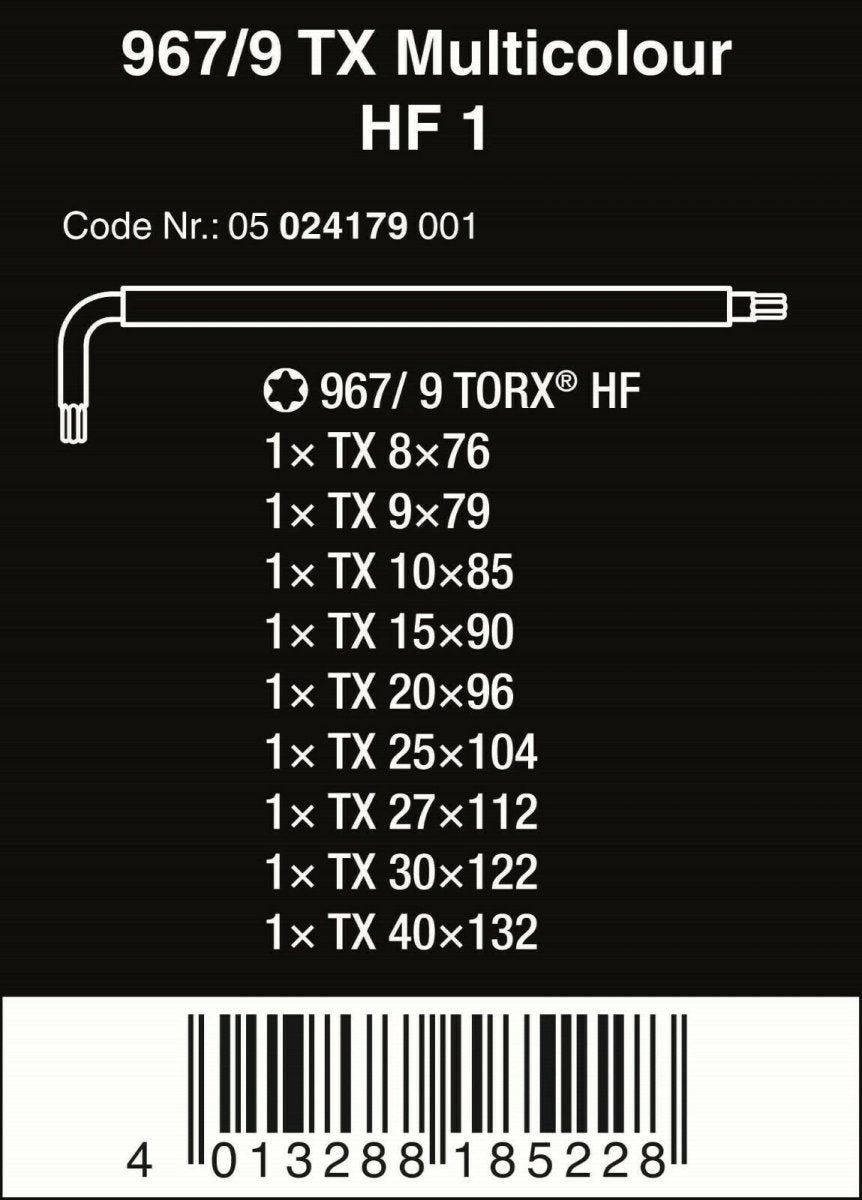 Wera 967/9 TX TORX® L - Key Set With Holding Function 05024179001 - Mr. Tools