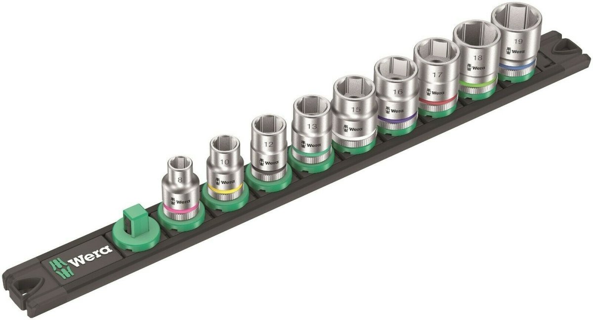 Wera B 4 Zyklop Magnetic Rail Socket Set 3/8" Drive 9 Pieces Metric 05005430001 - Mr. Tools