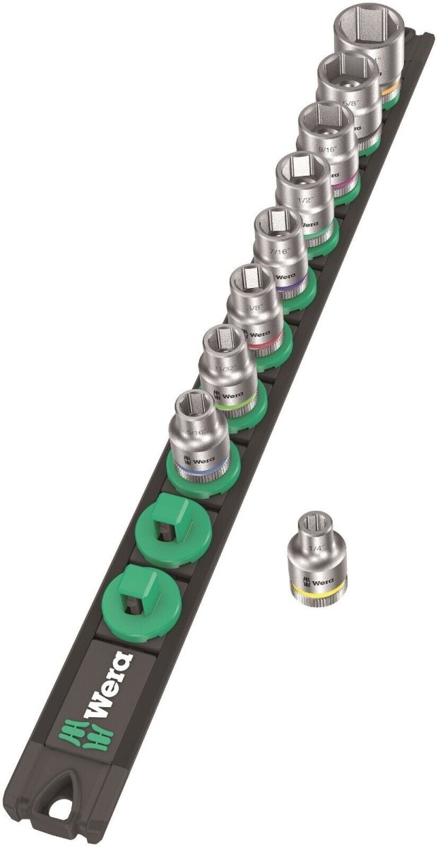 Wera B Zyklop Magnetic Rail Socket Set 3/8" Drive 9 Pieces SAE 05005450001 - Mr. Tools