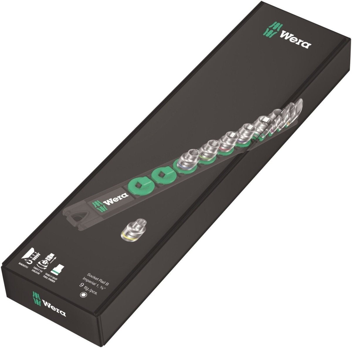 Wera B Zyklop Magnetic Rail Socket Set 3/8" Drive 9 Pieces SAE 05005450001 - Mr. Tools