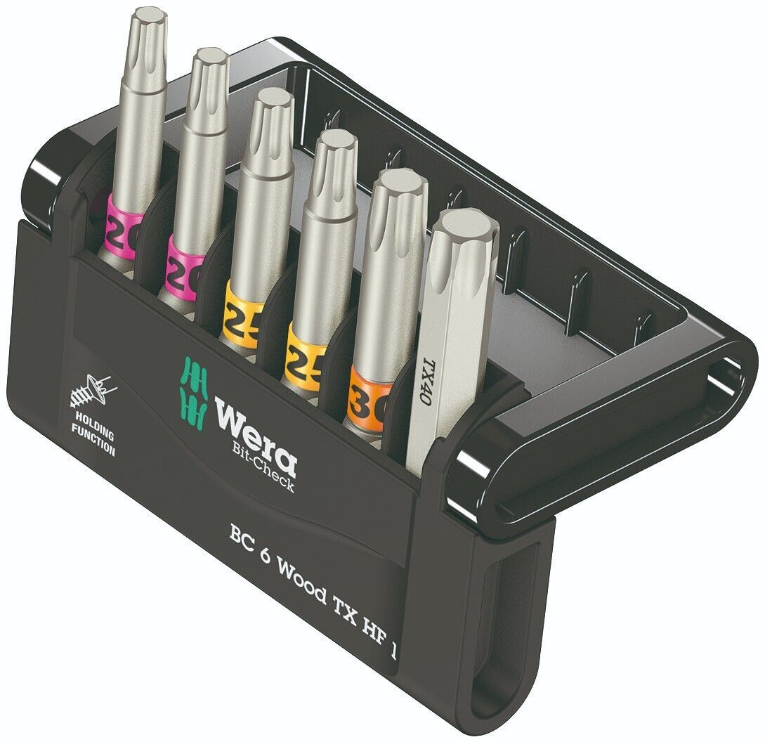 Wera Bit - Check 6 Wood TX HF 1 TORX® Bit Set 6 Pieces 05056470001 - Mr. Tools