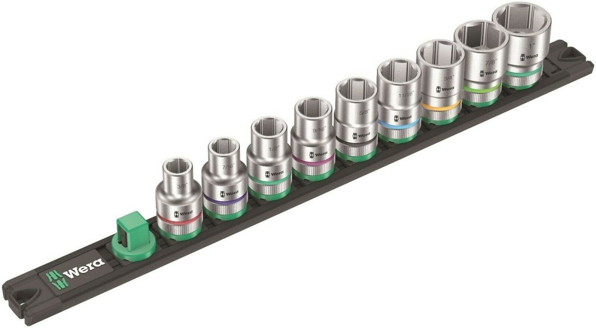 Wera C 1 Zyklop Magnetic Socket Rail Set 1/2" Drive 9 Pieces SAE 05005480001 - Mr. Tools
