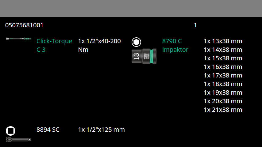 Wera C3 Click - Torque Wrench Set 2 For Cement Screws 1/2" Drive 05075681001 - Mr. Tools