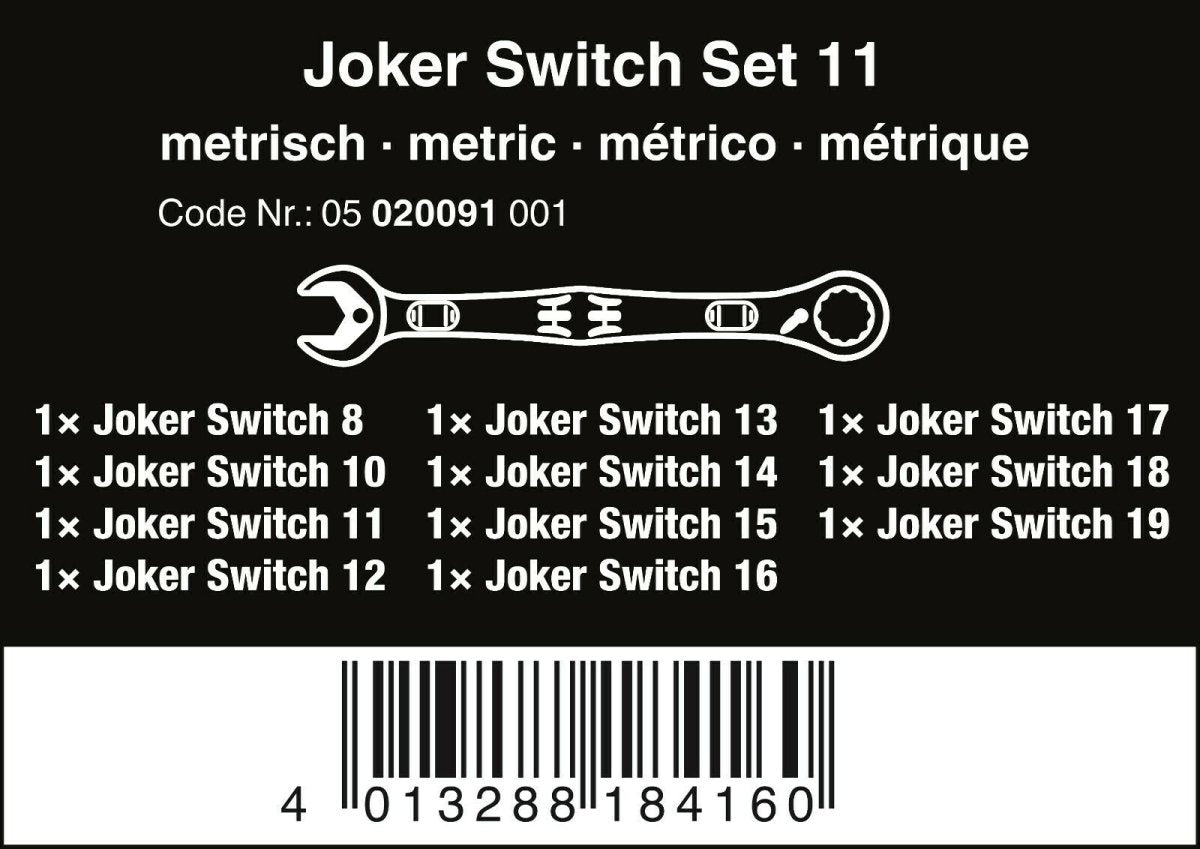 Wera Joker Switch Ratcheting Combination Wrench Set 11 Piece Metric 05020091001 - Mr. Tools