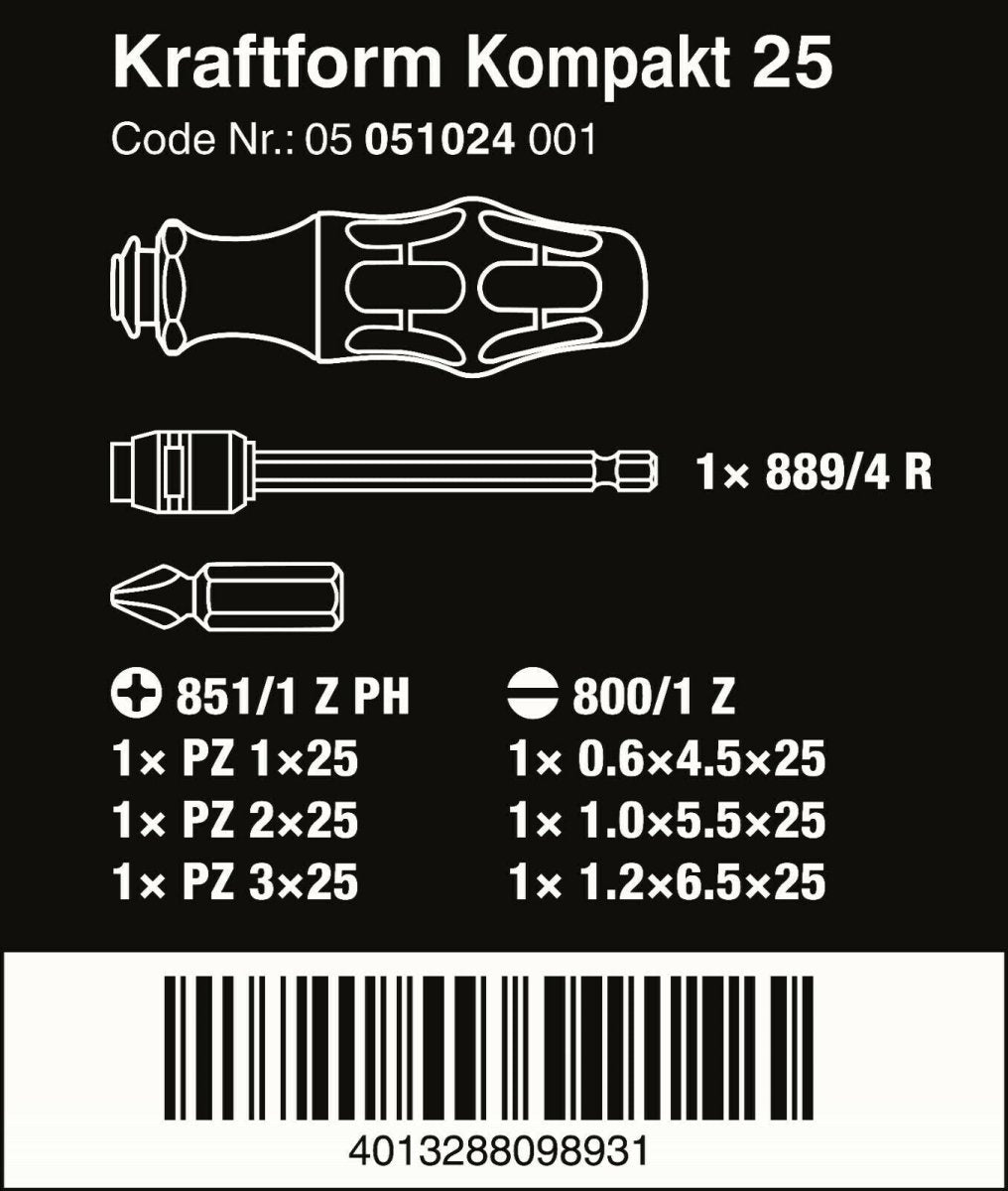Wera Kraftform Kompakt 25 Combination Driver Magazine and Pouch Set 05051024001 - Mr. Tools