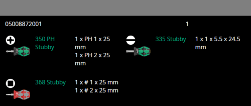 Wera Stubby Set 3 Screwdriver Set 5 Piece 05008872001 - Mr. Tools