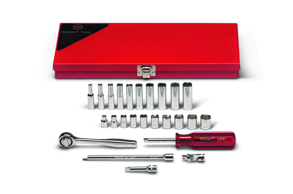 Wright Tool 6 Point Standard & Deep Socket Set 25 Piece 1/4" Drive Metric 224 - Mr. Tools